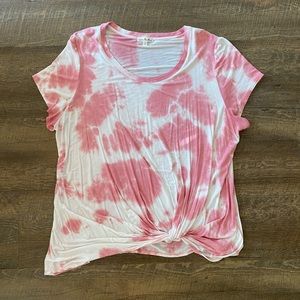 Nine Britton | Stitch Fox | Pink Tie Dye Tie Front Tshirt